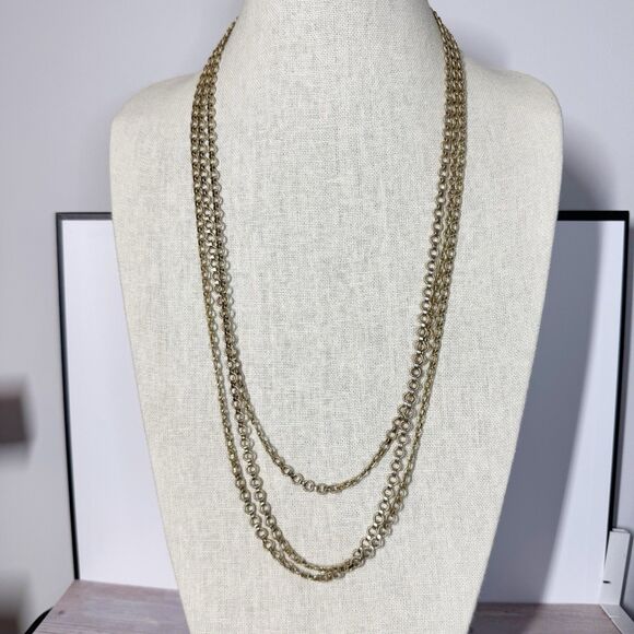 Vintage Rope Length Long Unique Chains Necklace Book Chain Chunky 88” Gold Tone - Picture 6 of 8